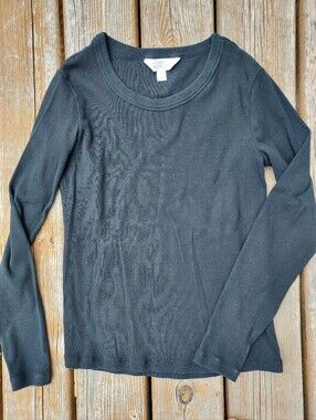 Market & Spruce Fitted Black Long Sleeve Shirt